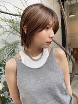 ミニボブ顔まわりカットレイヤーボブ前髪カット透明感カラー