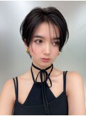 大人可愛い/耳かけショートボブ/メルティカラー/似合わせカット