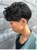 メンズマッシュセンターパートスパイラルパーマニュアンスパーマ