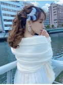 ポニーテールヘアアレンジヘアセット結婚式ヘア