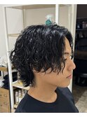 サーフカール波巻きシャドーパーママッシュウルフ大阪パーマ