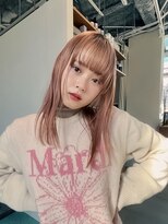 エルム 府中(yelm)&nbsp;【ピンクベージュ×ロング】#ダブルカラー#髪質改善#ブリーチ