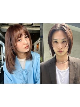 メンズボブ・レイヤーカットのデザインに合わせて地毛風ストレートを実現＊真っ直ぐすぎない自然な質感に◎