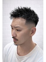 ゼロスバーバー(0's BARBER SHOP)&nbsp;ピンパーマ/メンズパーマ/ショート/短髪/アップバング/バーバー