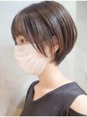 武蔵小杉白髪染め丸みショートボブミルクティーベージュカラー