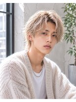 MEN's Baguz MEN'Sカット/ MEN'Sパーマ/ MEN'Sカラー ホワイトベージュ韓国風ミディアムレイヤー束感