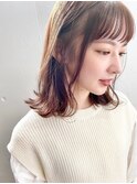 伸ばしかけ鎖骨ミディ×ベージュ