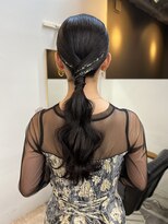 20代30代40代♪大人可愛いブラウンカラーゆるふわローポニー