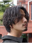 サーフカール大人プードルパーマメンズミディアムパーマ波巻き