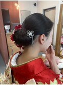 着物振り袖 和装シニヨン お団子ヘア 20代30代40代
