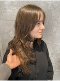ハッシュカットロングレイヤーミディアムロングヘア