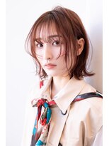 チョコグレージュ/20代30代大人かわいい/ミディアムレイヤー