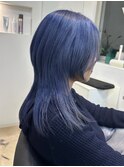 ウルフカットレイヤーカットウルフミディアムブルーカラー