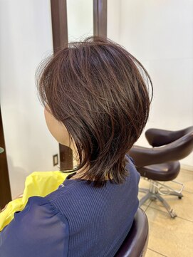 ヘアアーク(HAIR arc) レイヤーカット#くびれ#ピンクベージュ#前下がり#レイヤーボブ