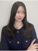 ロングレイヤー/顔周りカット/グレージュ