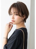 前髪の透け感がかわいい♪ショートボブ×シースルーバング♪