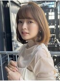 タンバルモリ前髪ピンクベージュインナーグレージュマチルダボブ