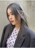 ストレートヘア 姫カット 姫バング グレージュカラー