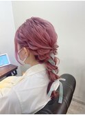 リボン編み込み編み下ろし