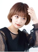切りっぱなしボブ美髪ピンクブラウン逆三角ベース四角卵形丸型