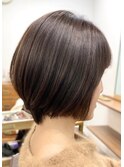 くびレイヤーグレーベージュニュアンスカラー白髪染め白髪ぼかし