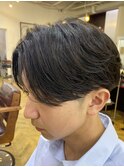 センターパート/ニュアンスパーマ/メンズ/マッシュ/柏駅/毛流れ