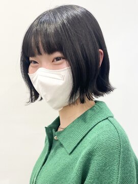 モリオフロムロンドン 松戸店(Morio from London) 【松戸 石山】黒髪外ハネボブミニボブ切りっぱなしボブ