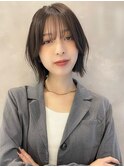切りっぱなしボブ 美髪似合わせ くびれボブ 韓国ボブ A0131