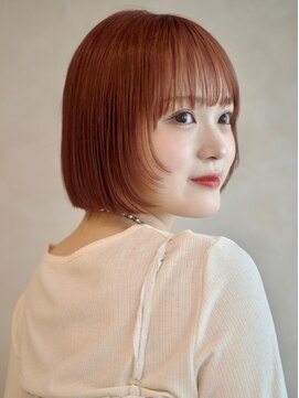 ガーデンヨコハマエスト(GARDEN YOKOHAMA est) 切りっぱなしボブ レイヤーカット アプリコットオレンジ