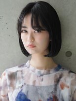 カライング(ing) 大人可愛い20代30代40代黒髪前下がりひし形小顔ボブ丸みショート