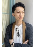 メンズショート　ブルーブラック　アップバングメンズ　