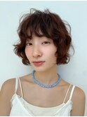 丸みショートボブ/ボブパーマ/ドライパーマ/20代30代/前髪/大宮