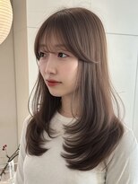 ライン(LINE)&nbsp;韓国風/レイヤー/前髪カット/オリーブ/透明感/ハッシュカット