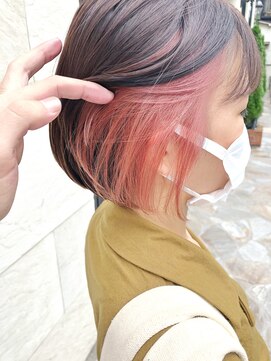 エミス バイ メルト 吉祥寺(emis by melt) 【堀惠洋平】インナーカラー  コーラルピンク　20代/30代/40代