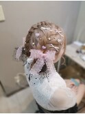 編み込みツインお団子