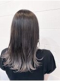 グラデーションカラーシルバー×ブラックロングヘアー10代20代