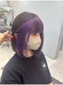 イメチェンハッシュカットフルバング似合わせレッドブラウン