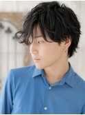 モテ抜け感アッシュブラックソバージュのラフマッシュo札幌月寒