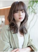 顔周りレイヤー/インナーベージュカラー/前髪あり