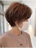 20代30代40代ひし形抜け感ショートオレンジベージュ【つばき】