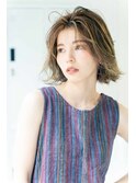 くびレイヤーエモージュ前髪ピンクベージュワンカール【高円寺】