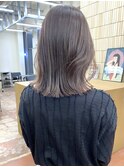 ブリーチなし切りっぱなしボブミディアムレイヤーボブベージュ