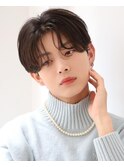 韓国ヘアカルマパーマコンマバングセンターパート黒髪ウルフ