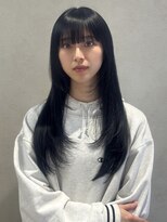 スール(seul) 黒髪ロングパッツン前髪×ブルーブラック