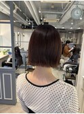 ぷつっと感が可愛い切りっぱなしボブピンクブラウンカラー