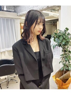 チェレ ブラン 堺東店(Chere brun) 20代30代インナーカラーボブ×イヤリングカラー×ベージュピンク