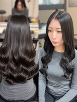 ルアナ 名古屋店(Luana)&nbsp;髪質改善縮毛矯正とカラーでつくるダークブラウン巻き髪名古屋