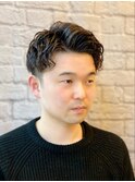 メンズパーマ×右パートアップバング【新宿/理容室/バーバー】