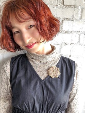 ゴウトゥデイ 名古屋店(GO TODAY) ゆるふわオレンジボブ