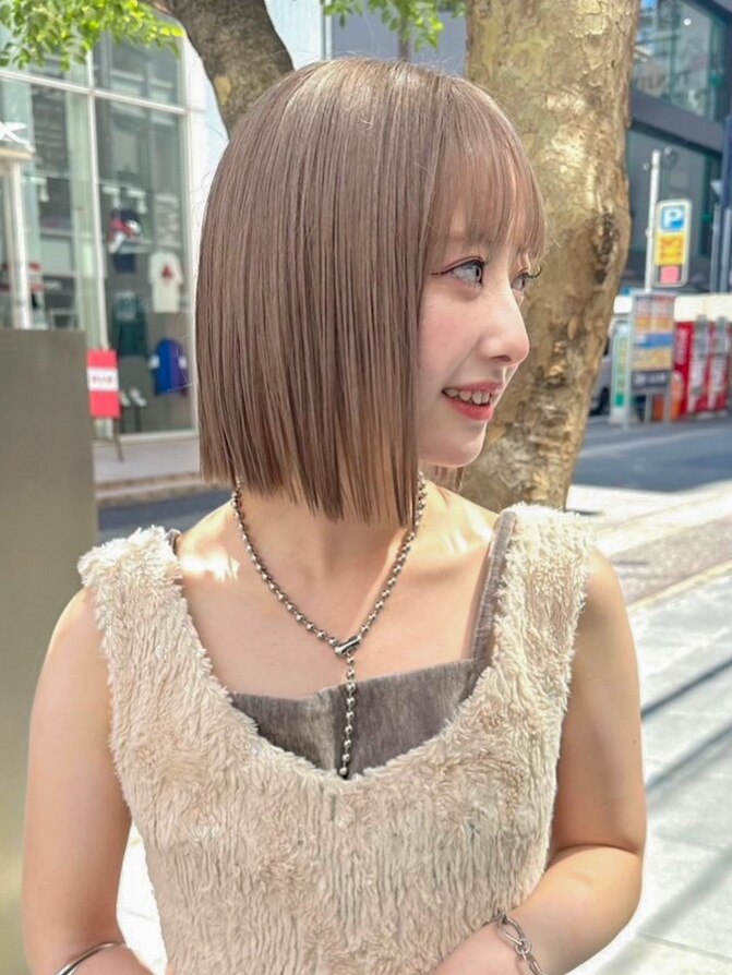 ピンクベージュ/ボブ/表参道/原宿/女性美容師